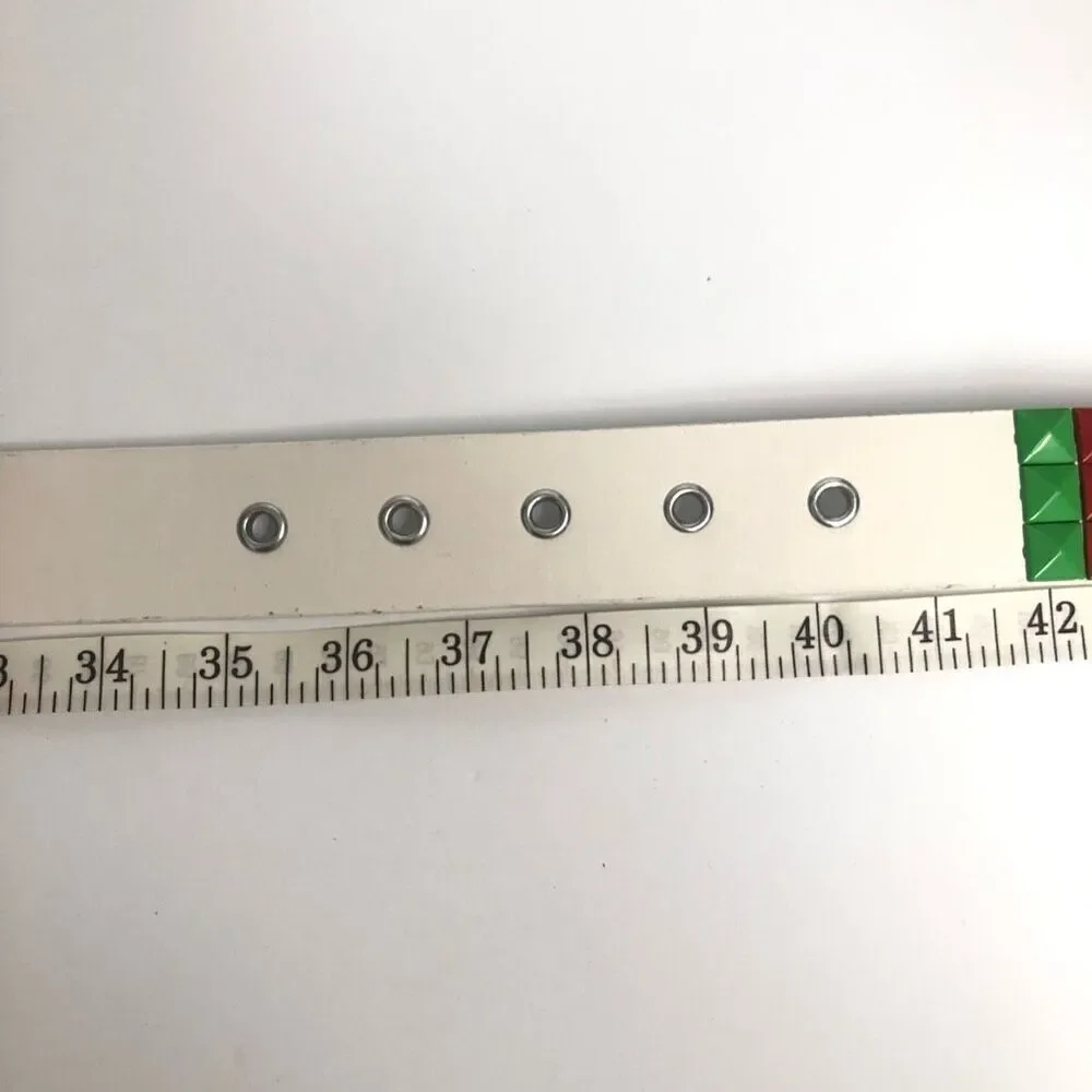 studded 3 row rainbow white leather belt emo pride lgbt size large kid‎ core